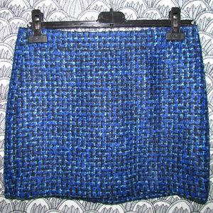 J CREW Black Blue Turquoise Woven Mini Skirt